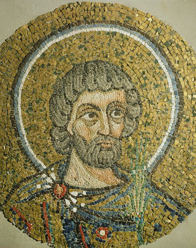 Saint Barbaziano: Fragment of a mosaic from the Basilica Ursiana, the former Cathedral of Ravenna by Italian School